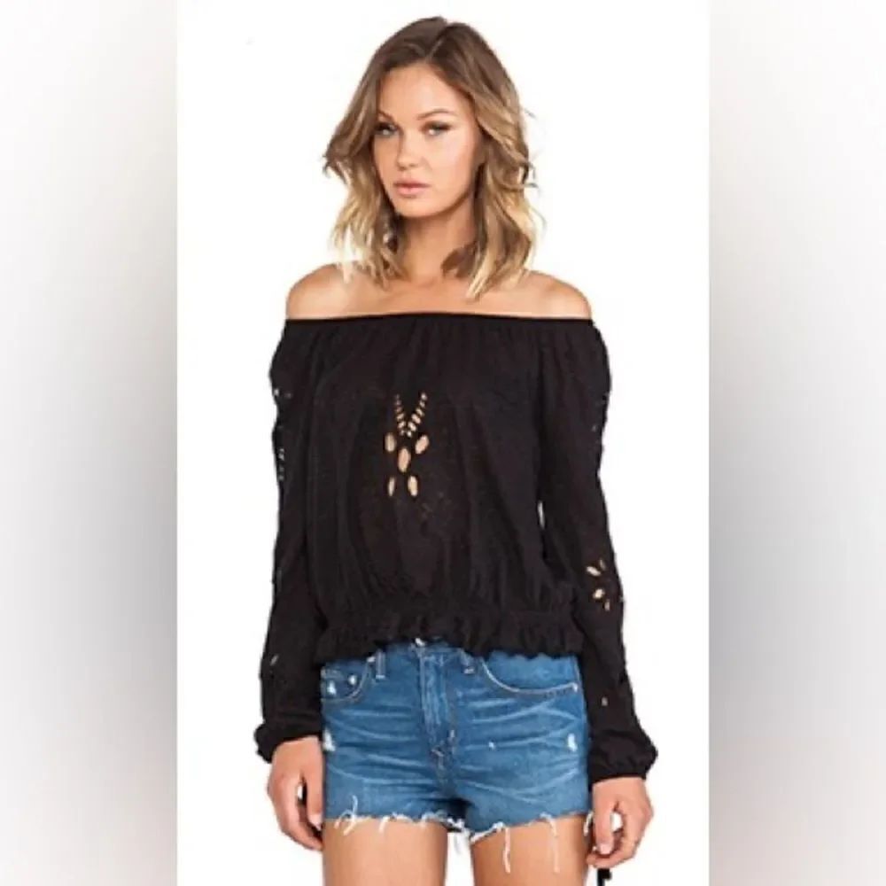 Free People FPX Jewel Top in Black NWT NEW Size Medium Black